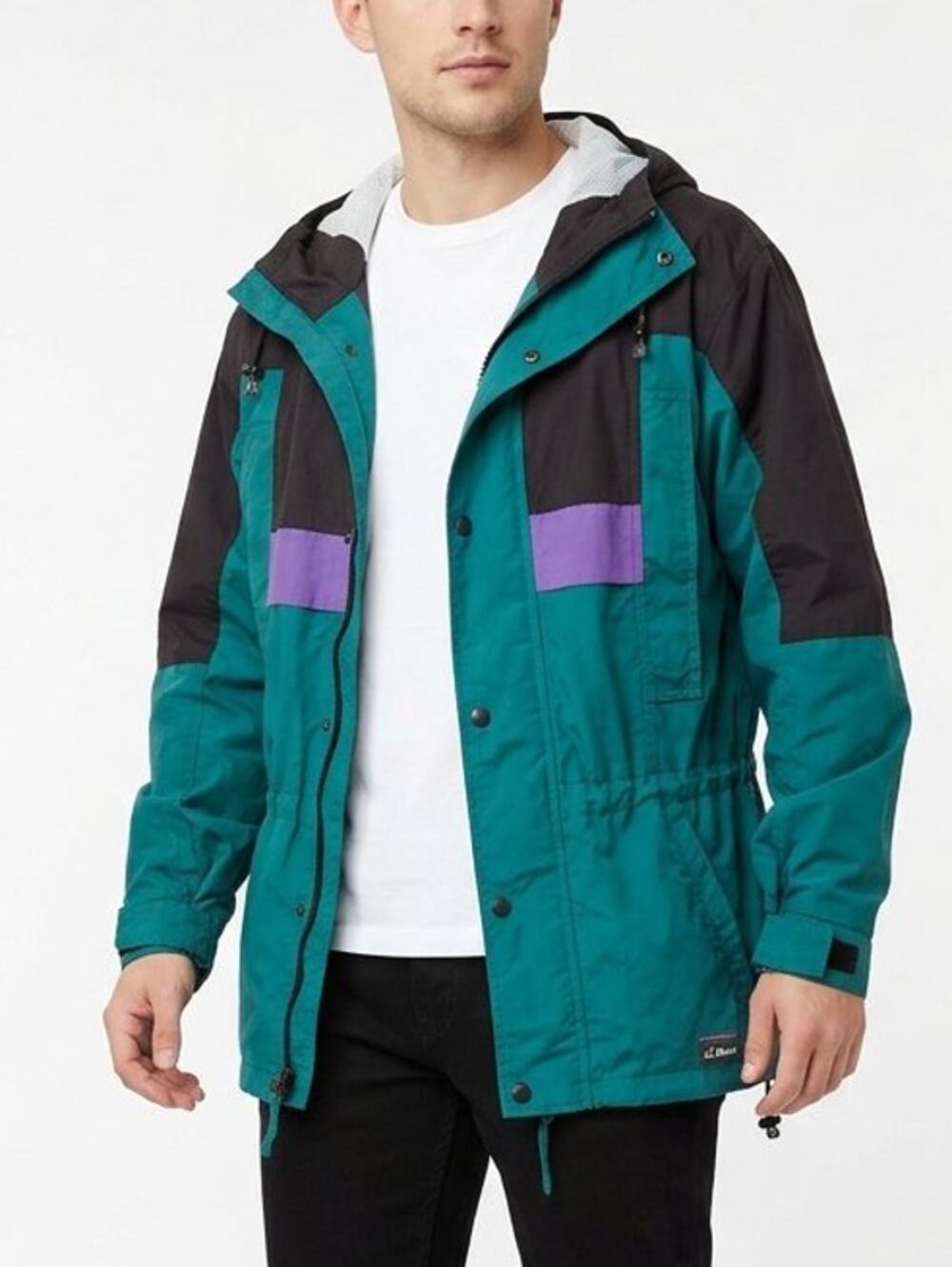 Vintage L.L. Bean x Sunbuster Teal Colorblock Hooded Windbreaker Jacket